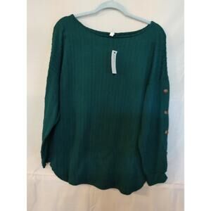 NWT Emerald Green NY Collection Sweater Size XL Small Cable Knit Style